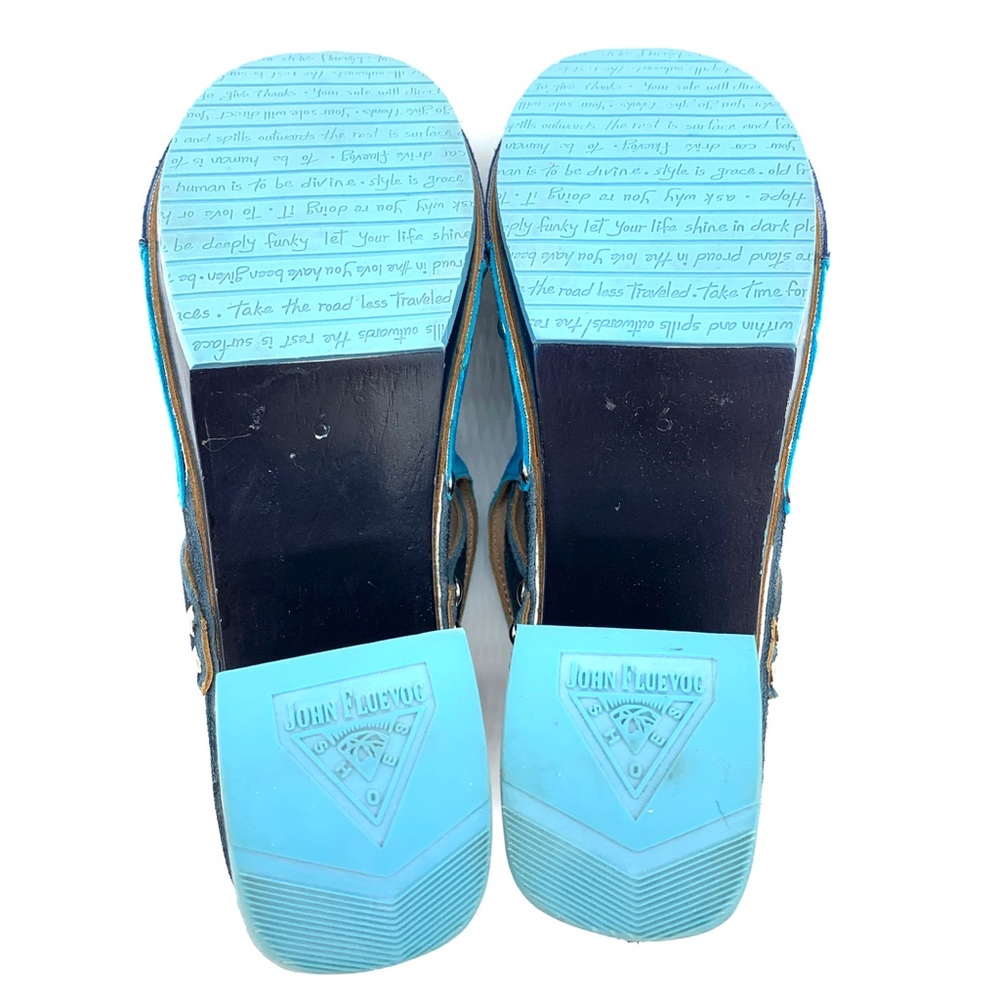 John Fluevog Summer Of Love Amor Blue Suede Shoes Clogs - Picture 10 of 12